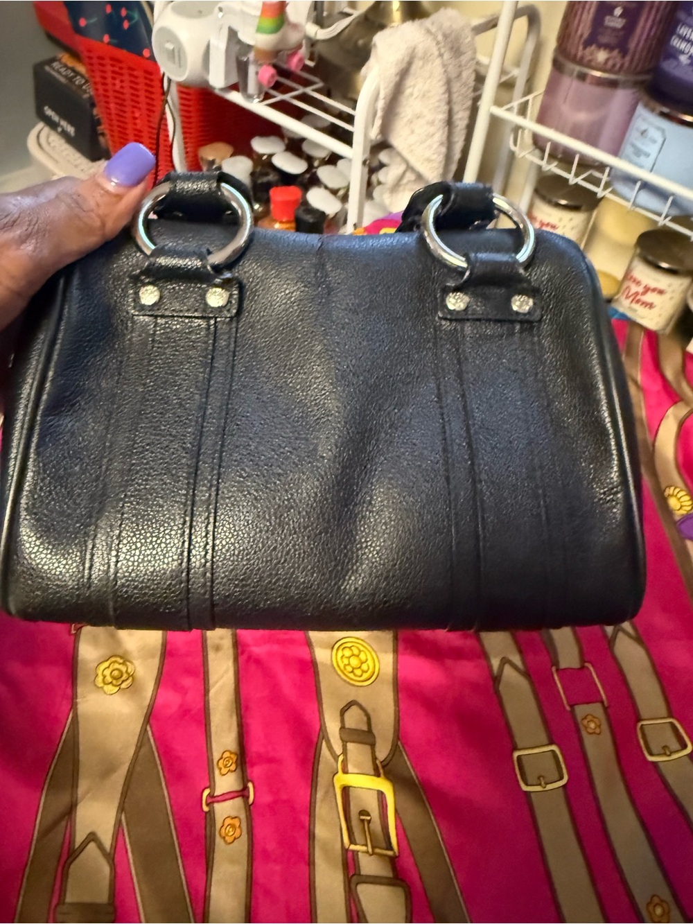 MCM Authentic Black Pebbled Leather Boston Satchel – Silver Hardware - Picture 2 of 16